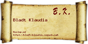 Bladt Klaudia névjegykártya